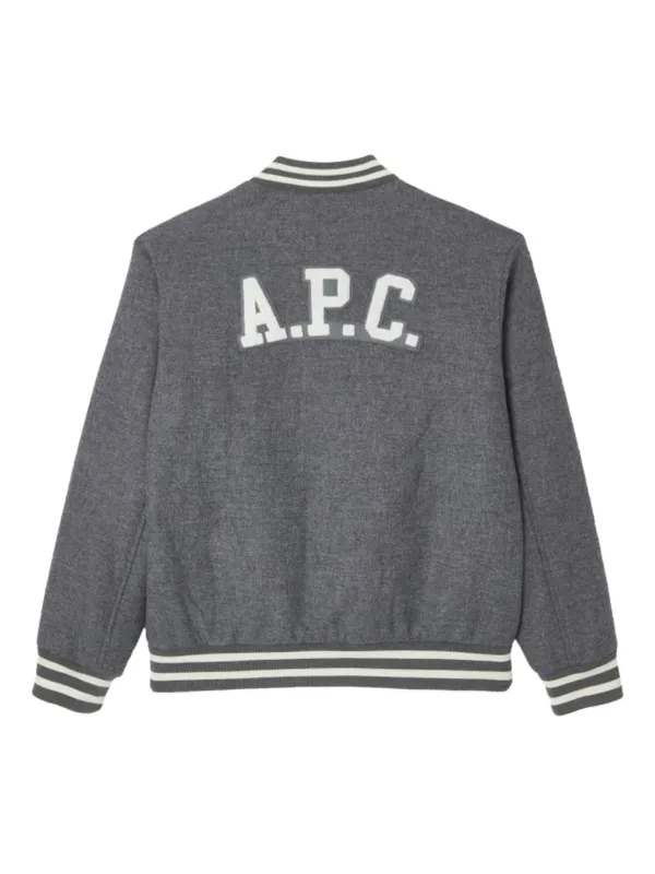 A.P.C. Micky Striped Blouson Jacket | Grey | FARFETCH AO