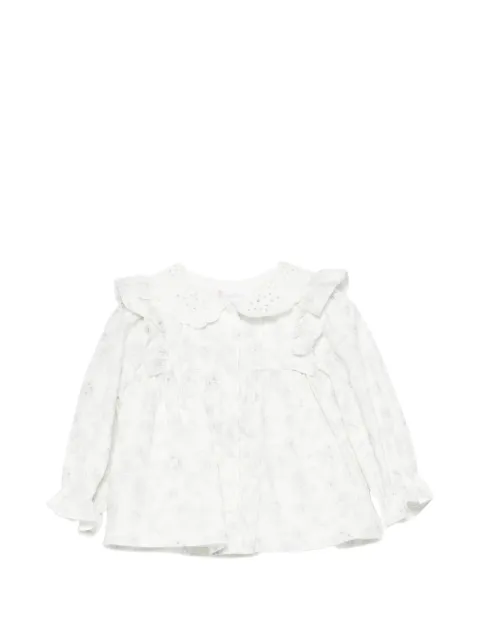 Patachou embroidered-collar ruffled blouse