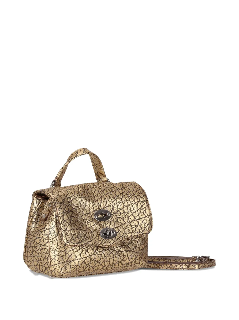 Zanellato Structured Metallic Shoulder Bag Top Handle In Gold