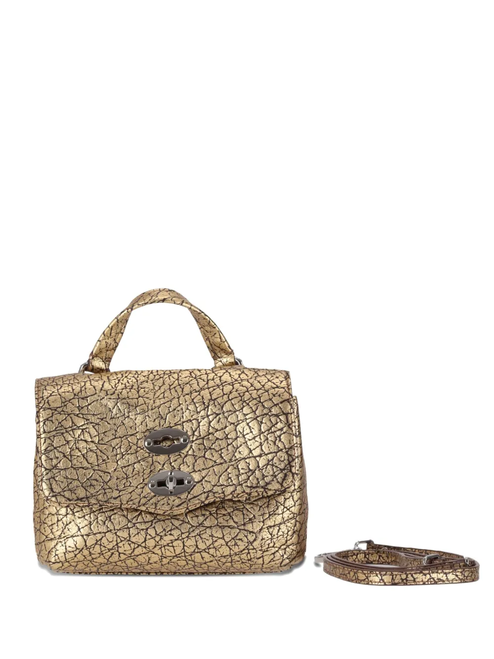 Zanellato Structured Metallic Shoulder Bag Top Handle In Gold