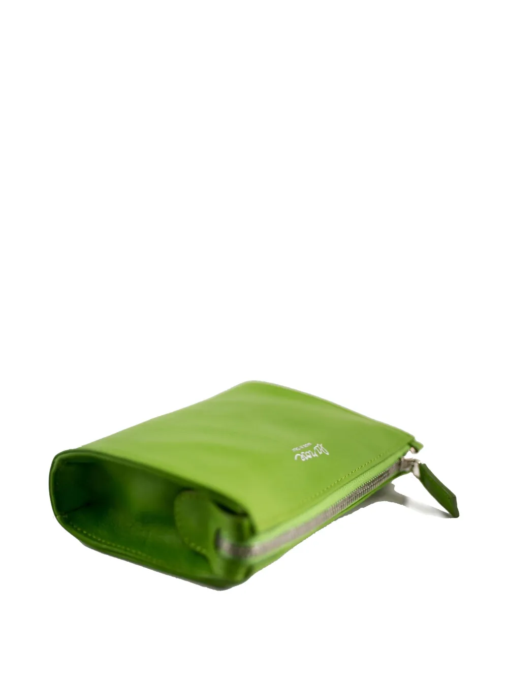 La Rose Minimal Leather Make-up Bag In Green