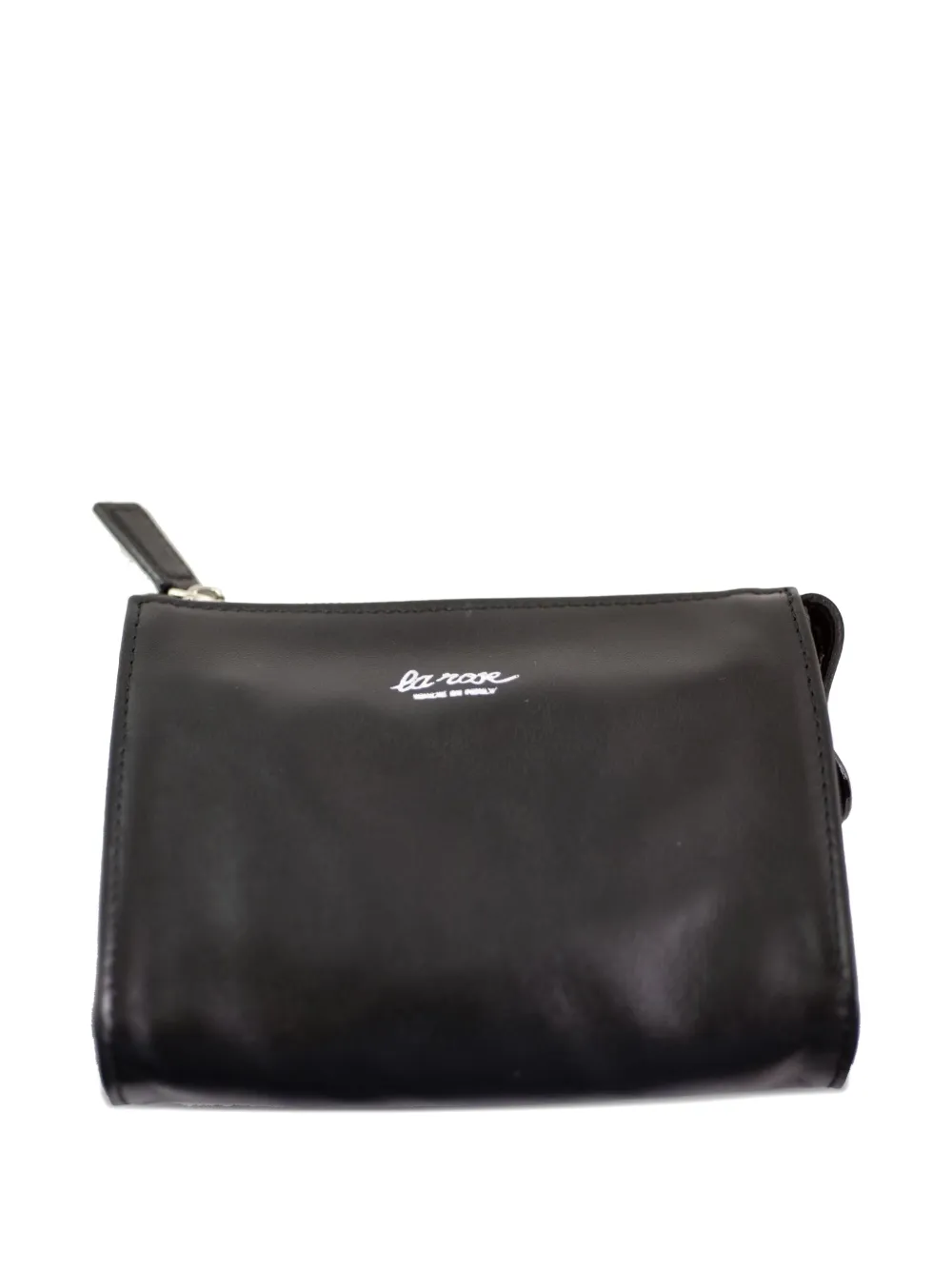 La Rose Leather Make-up Bag In Black