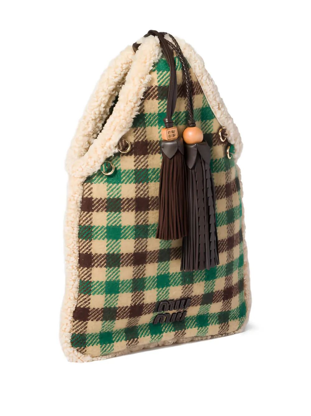 Miu Geruite schoudertas Groen