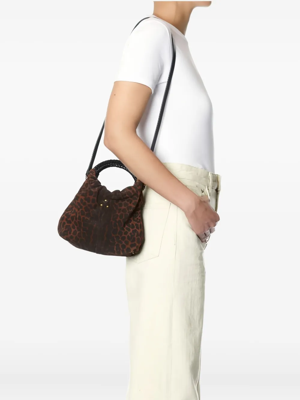Jérôme Dreyfuss small Gordi leopard-print braided-handle tote bag - Bruin