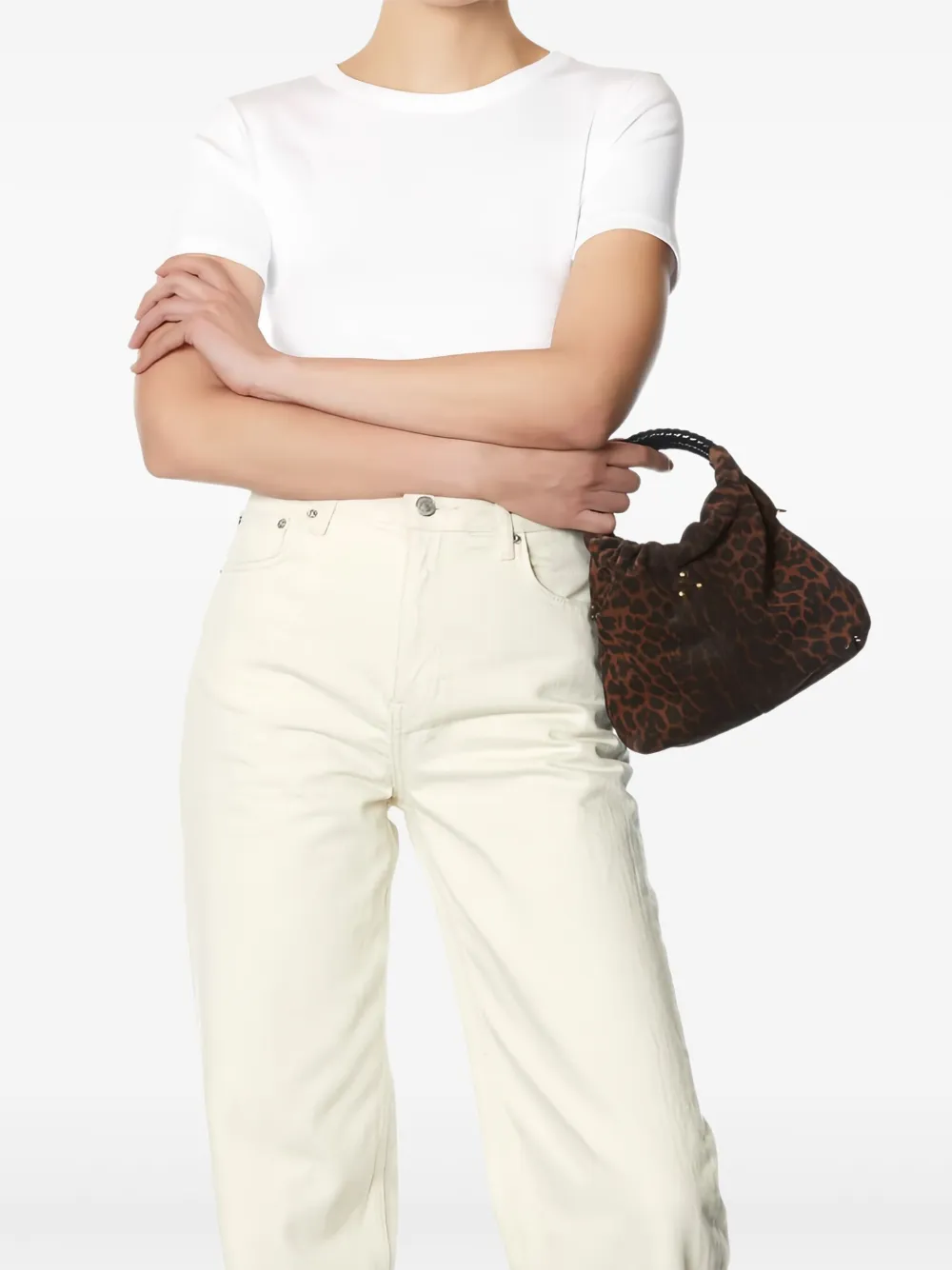 Jérôme Dreyfuss Kleine Gordi shopper met gevlochten handvat en luipaardprint Bruin