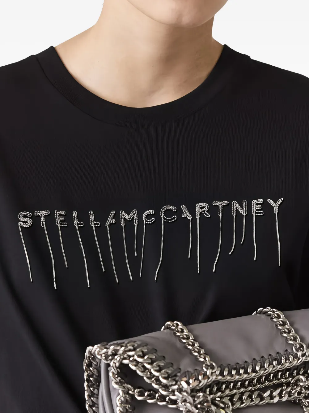 Stella McCartney T-shirt met geborduurd logo Zwart