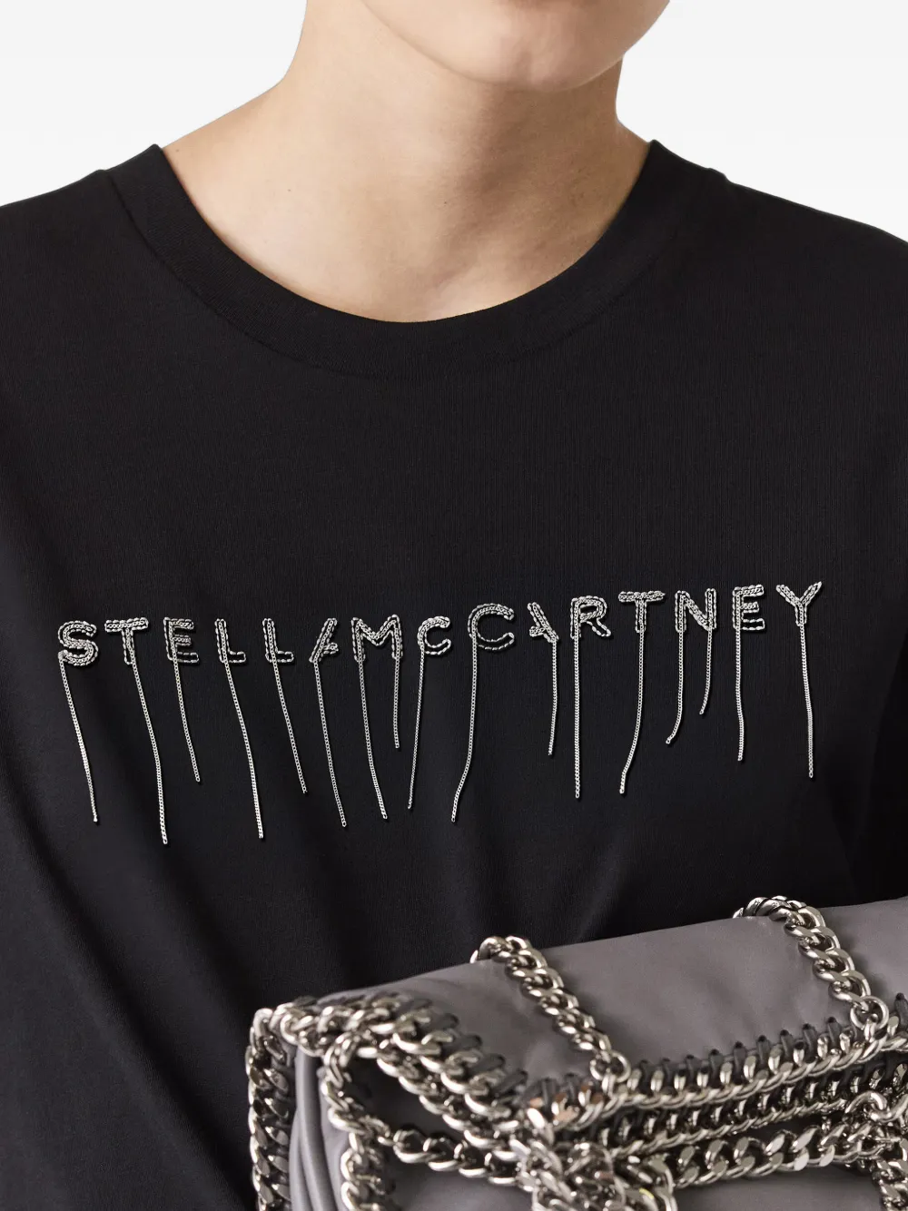 Stella McCartney T-shirt met geborduurd logo Zwart