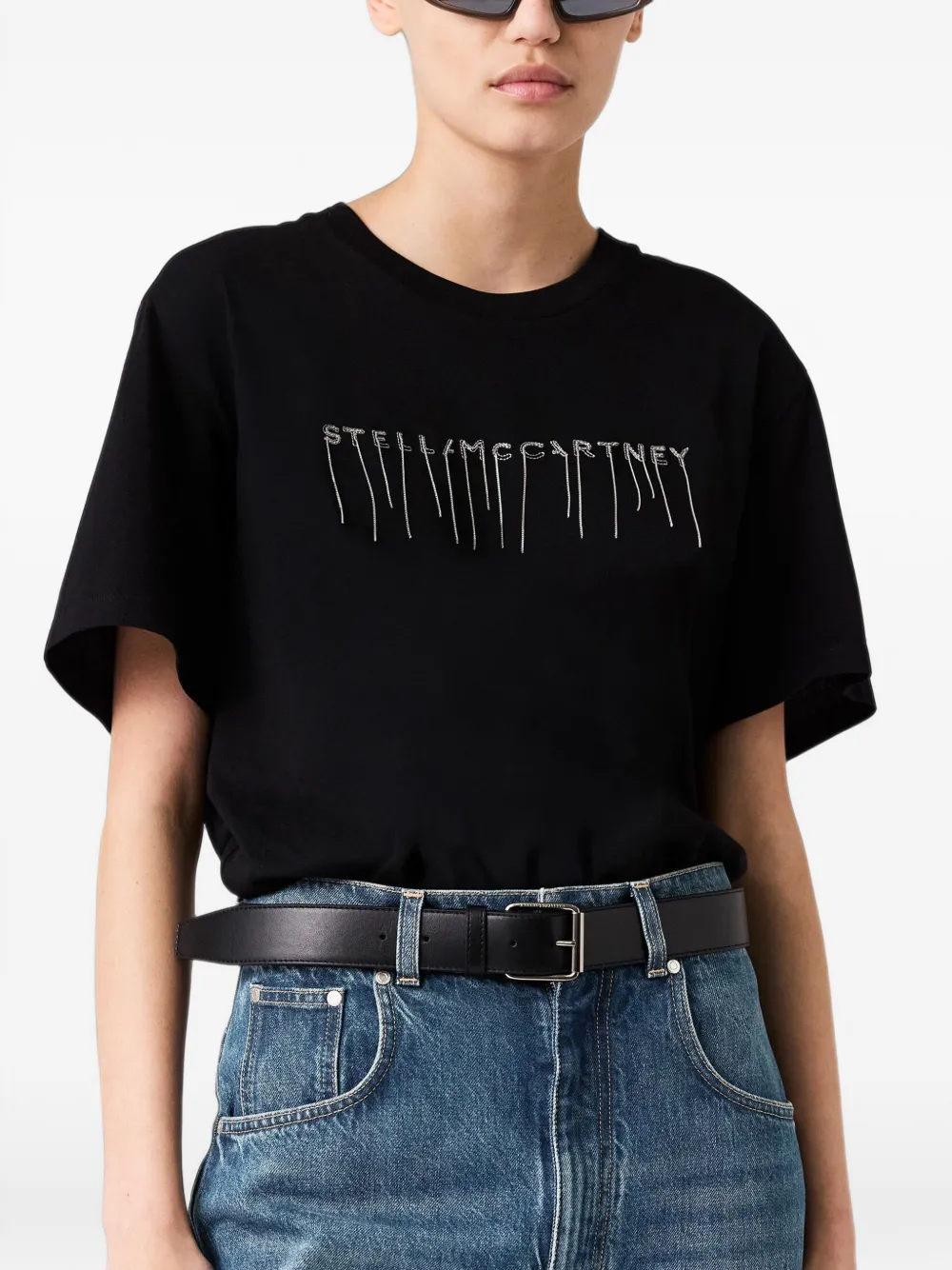 Stella McCartney T-shirt met geborduurd logo Zwart