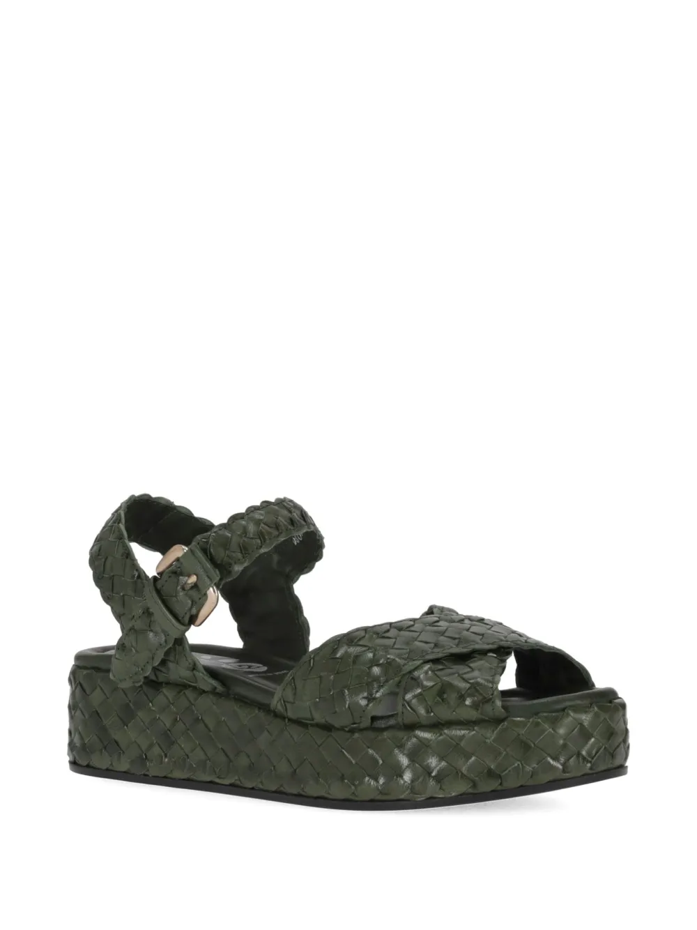  La-rose Woven Wedge Sandals - Green 