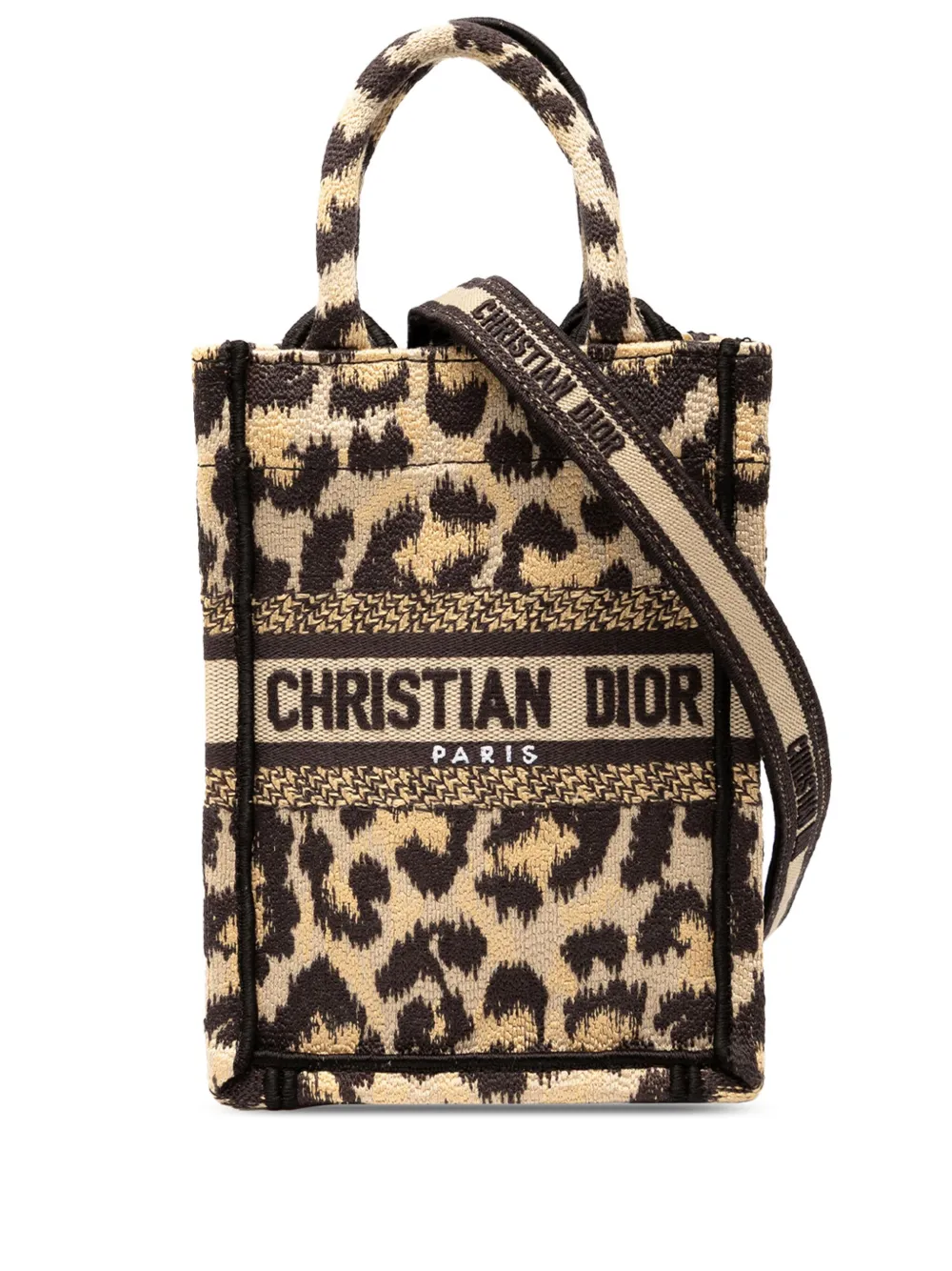 Christian Dior Pre-Owned 2022 ミッツァ ミニ エンブロイダリー キャンバス レオパード バーティカル