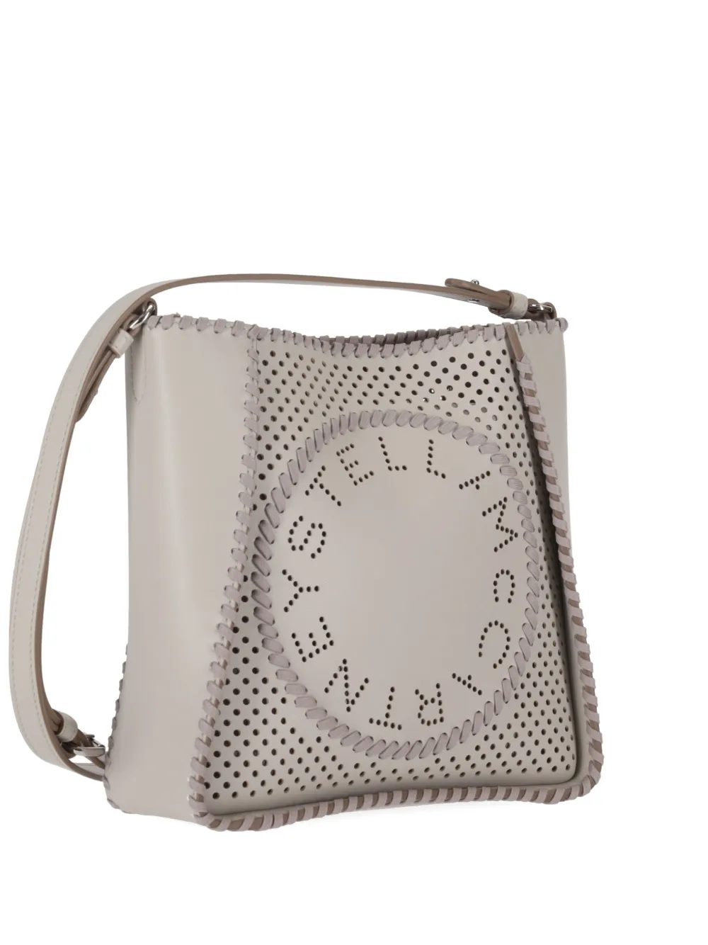Stella Mccartney Logo Perforated Cross Body Bag In Neutral