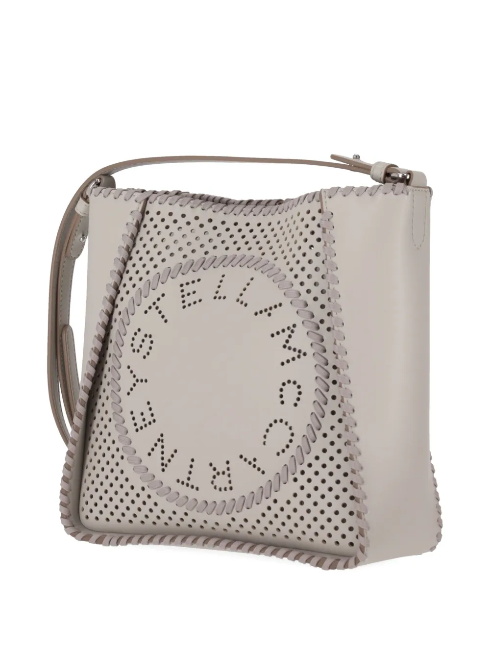Stella Mccartney Logo Perforated Cross Body Bag In Neutral