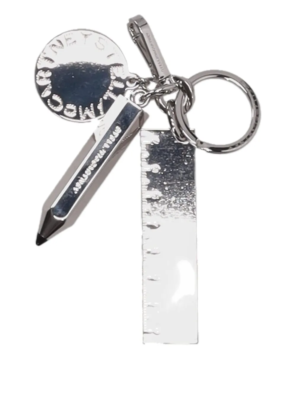 Stella Mccartney Stationery Charm Keyring In Silver