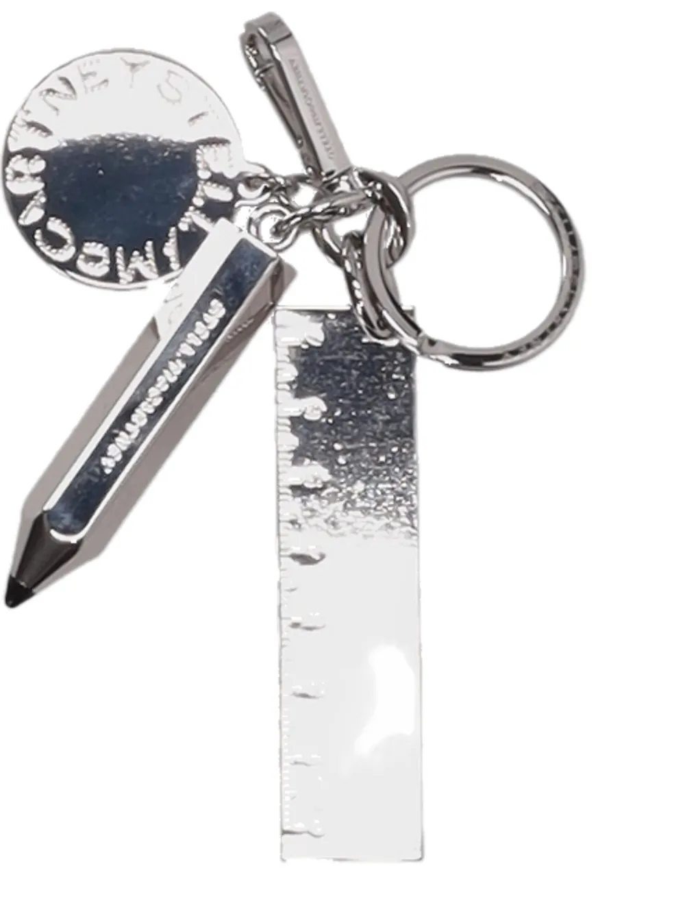 Stella Mccartney Stationery Charm Keyring In Metallic