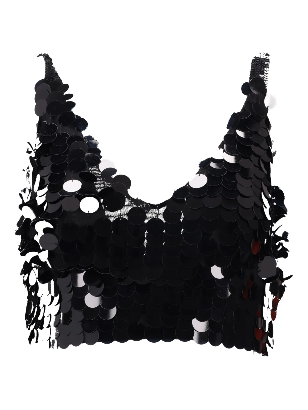 P.a.r.o.s.h Sequin Cropped Sleeveless V-neck Lingerie In Black