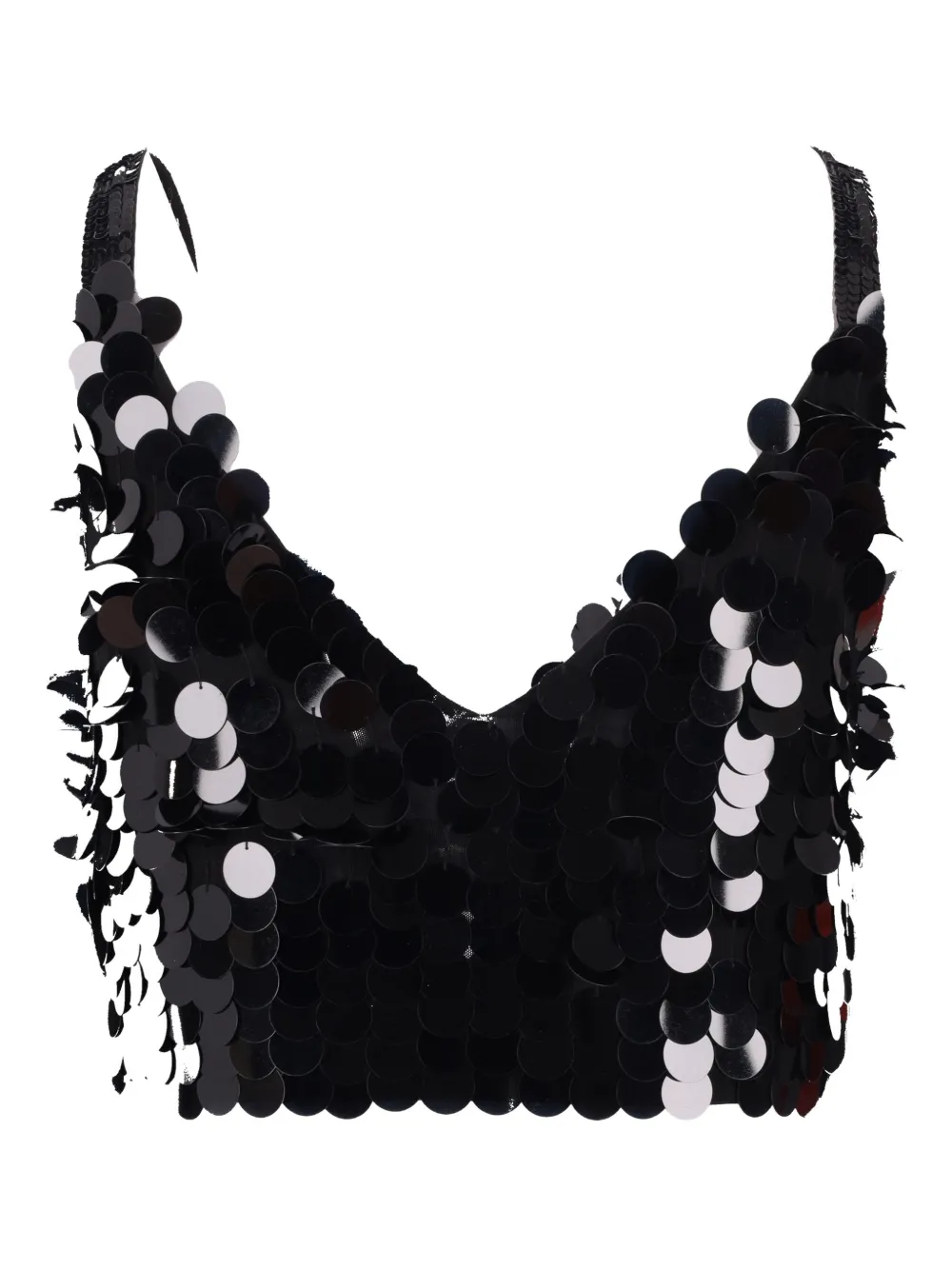 P.a.r.o.s.h Sequin Cropped Sleeveless V-neck Lingerie In Black
