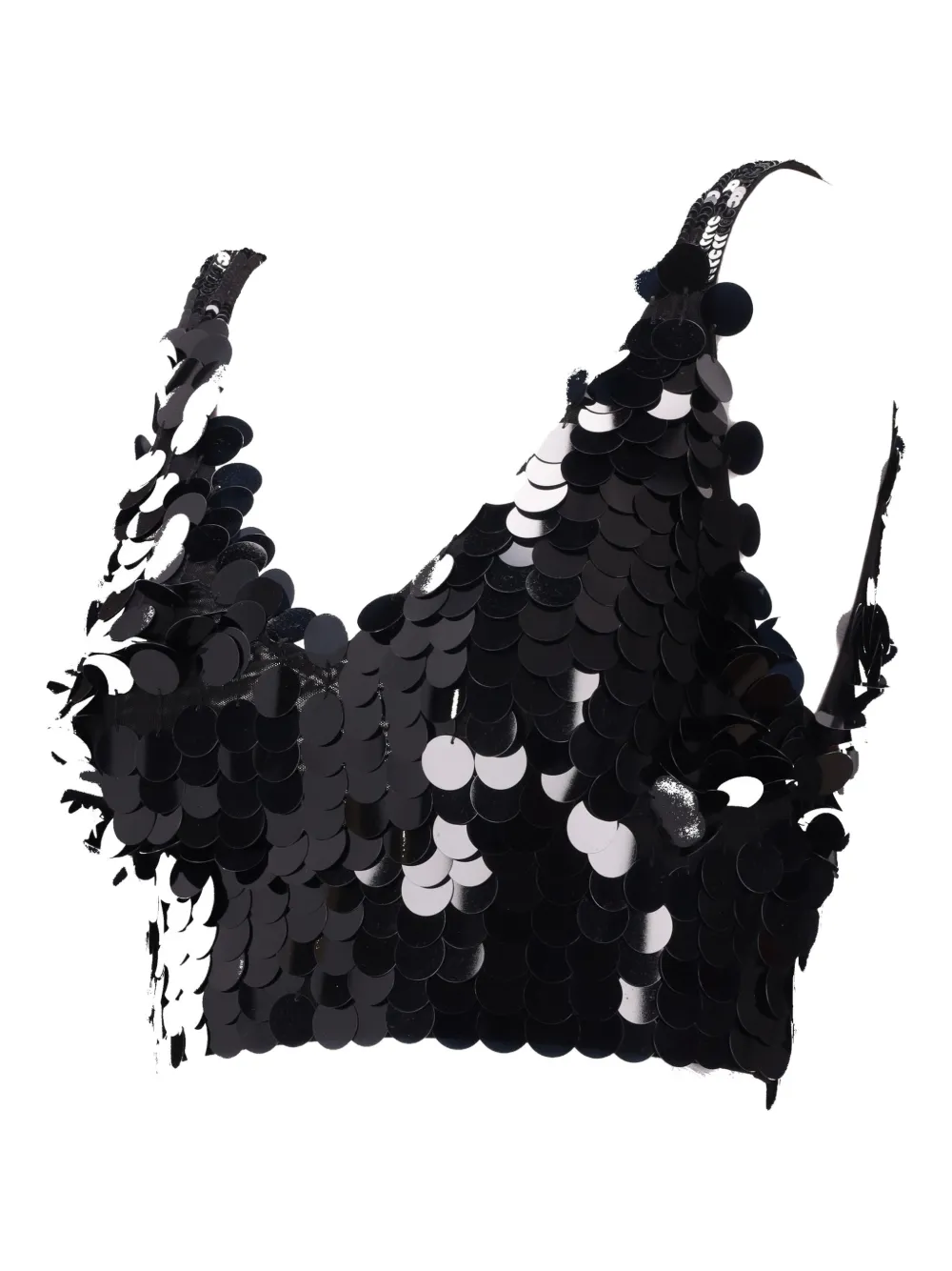 P.a.r.o.s.h Sequin Cropped Sleeveless V-neck Lingerie In Black