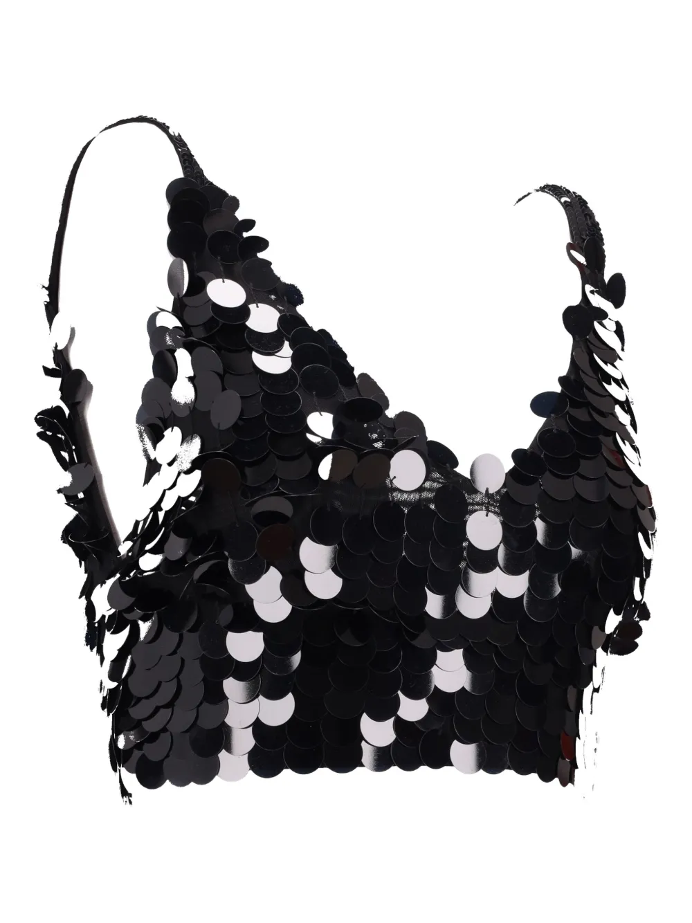 P.a.r.o.s.h Sequin Cropped Sleeveless V-neck Lingerie In Black