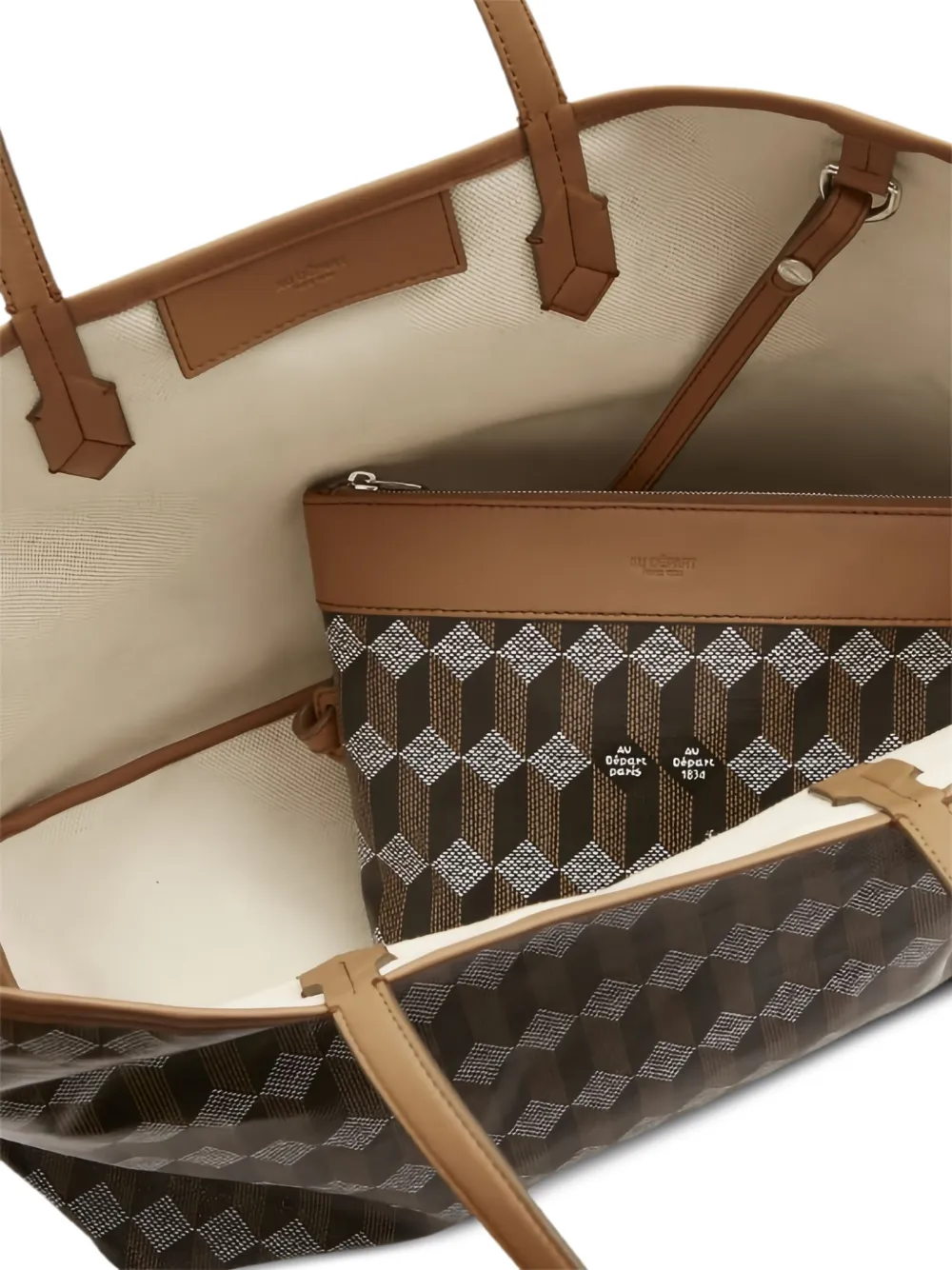 Au Départ No.47 shopper met geometrische print Bruin