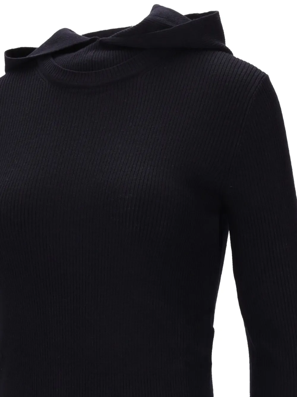 P.A.R.O.S.H. Geribbelde body met capuchon Zwart