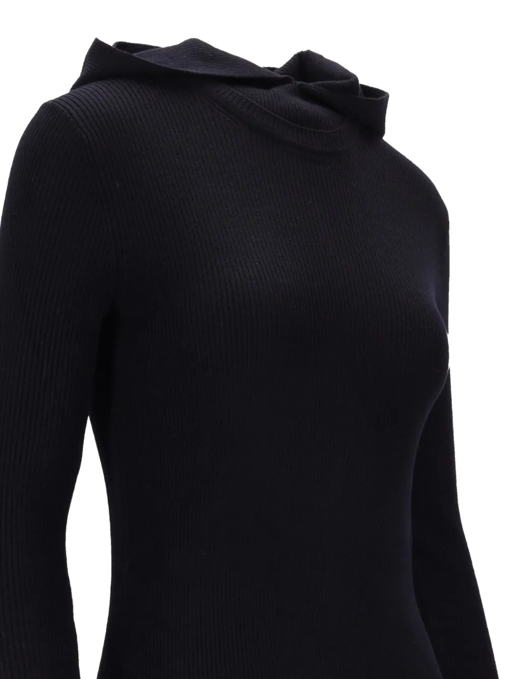 P.A.R.O.S.H. Geribbelde body met capuchon Zwart
