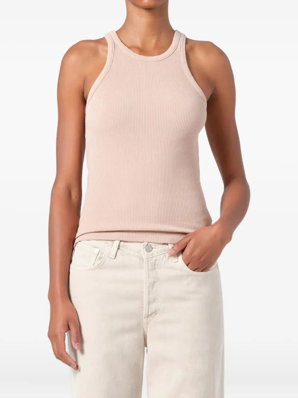 Agolde Rayne Ribbed Tank Top In Pink