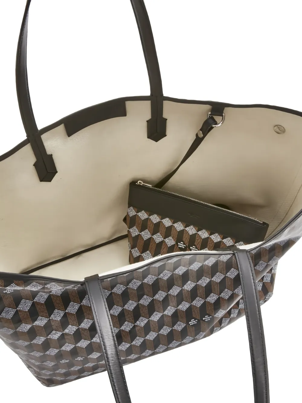 Au Départ No.47 shopper met geometrisch patroon Bruin