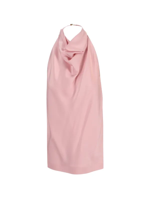 Stella McCartney Satin Halterneck Top in Pink