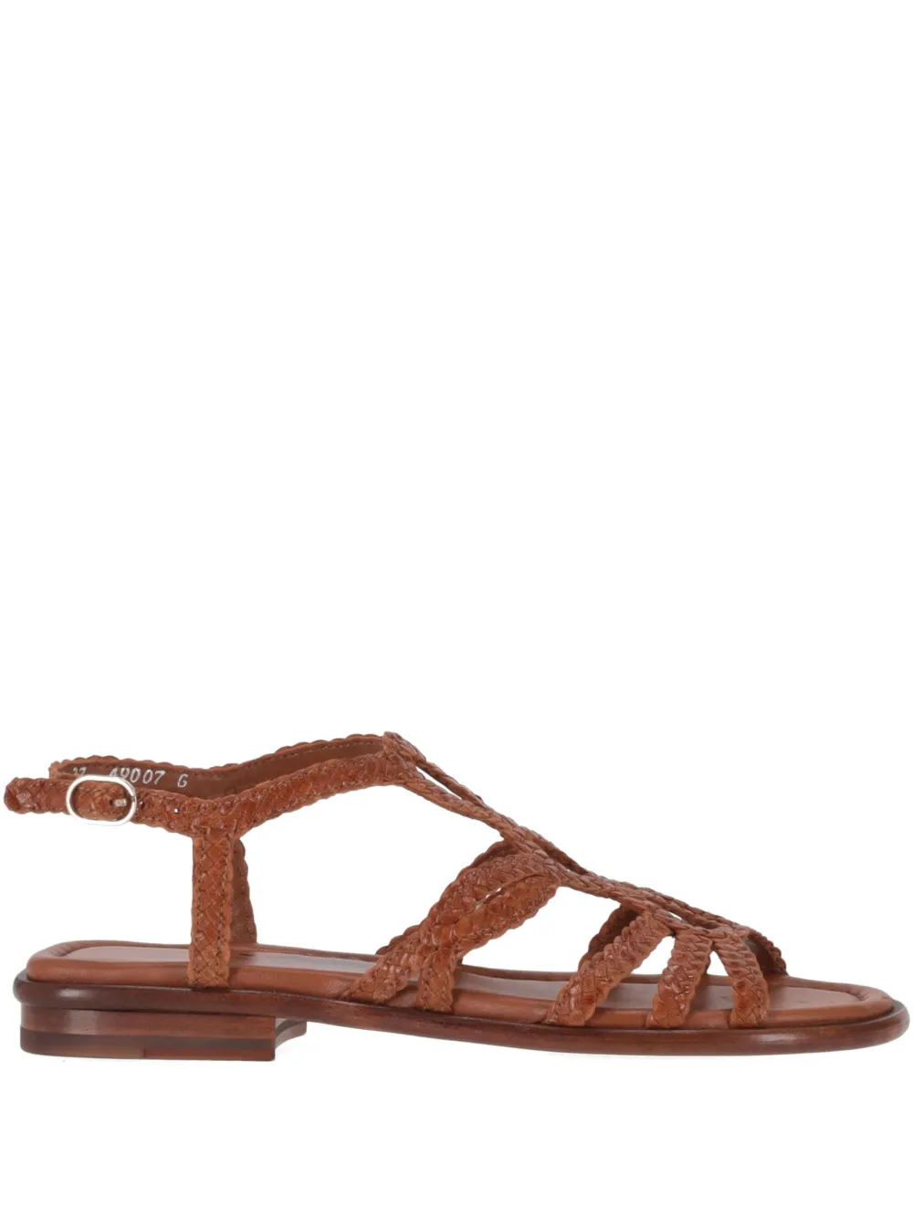 La Rose Woven Leather Flat Sandals In Brown