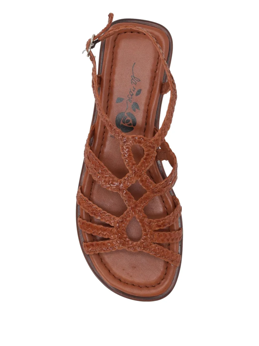 La Rose Woven Leather Flat Sandals In Brown