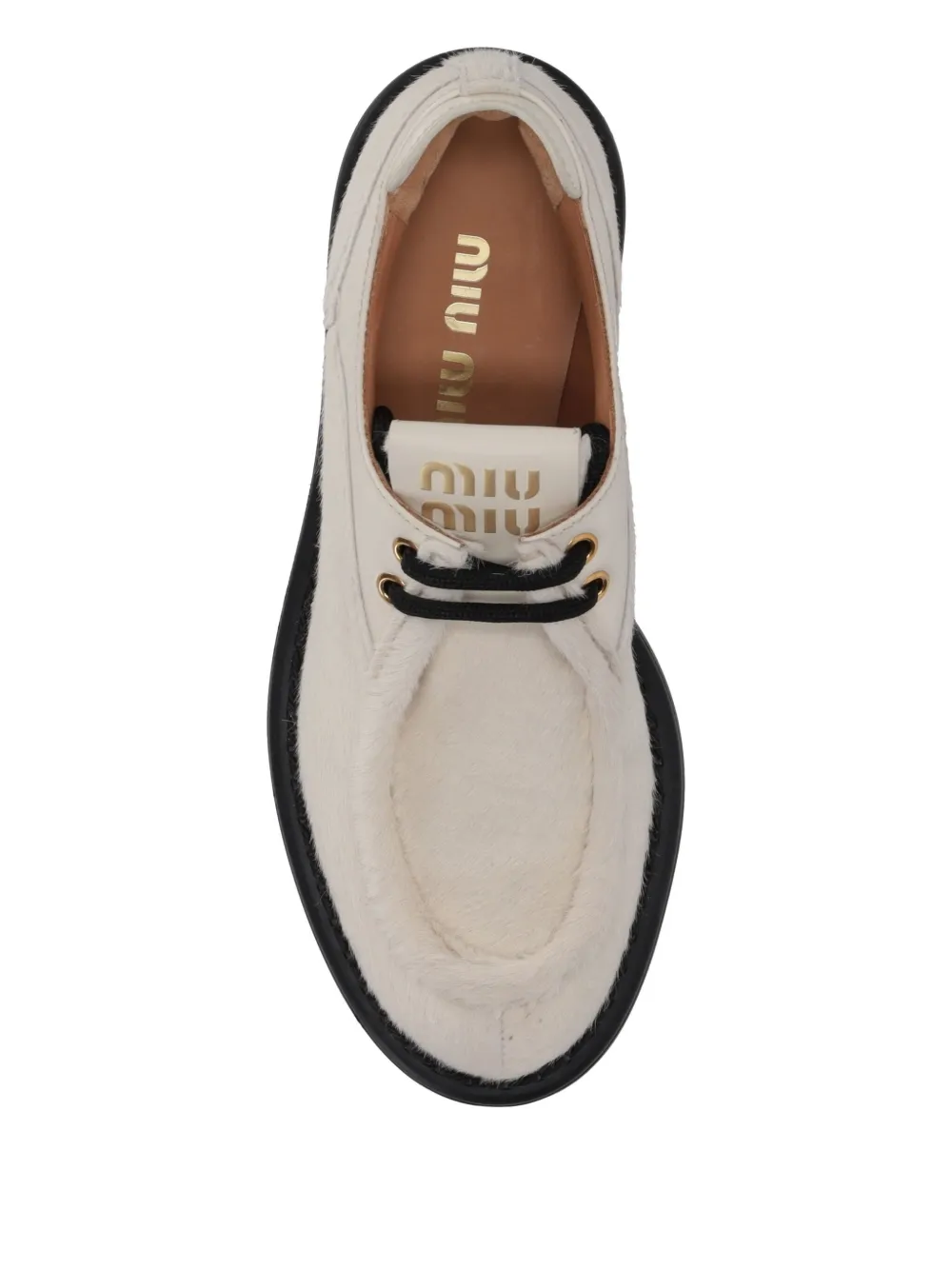 Miu 55mm platform leather shoes Beige
