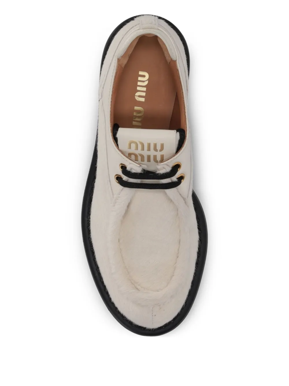 Miu 55 mm leren schoenen met plateauzool Beige