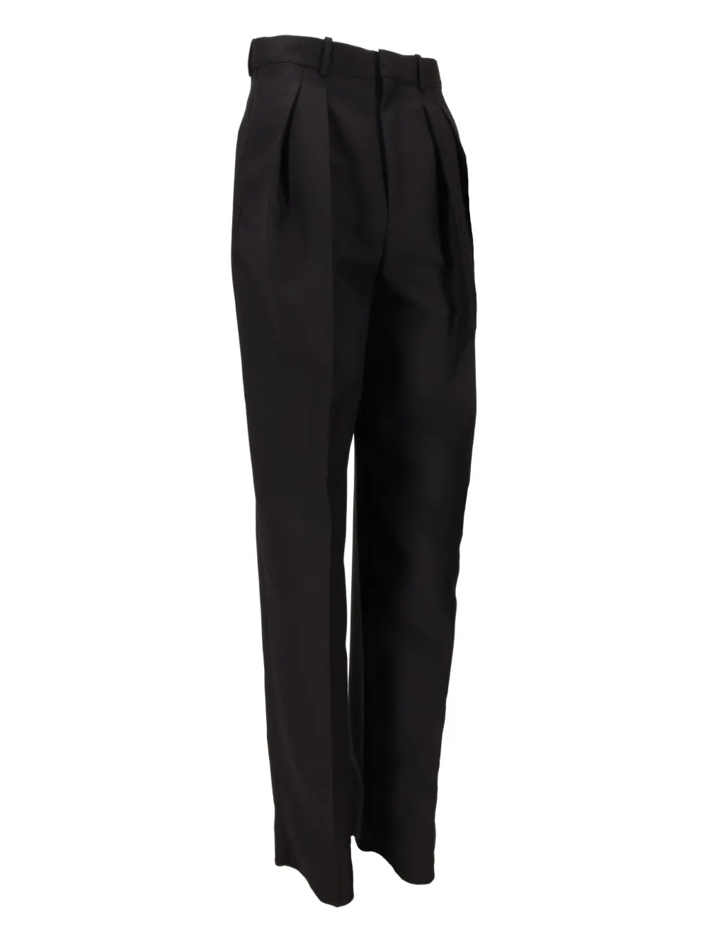 Saint Laurent Pleated-front Straight Trousers In Black