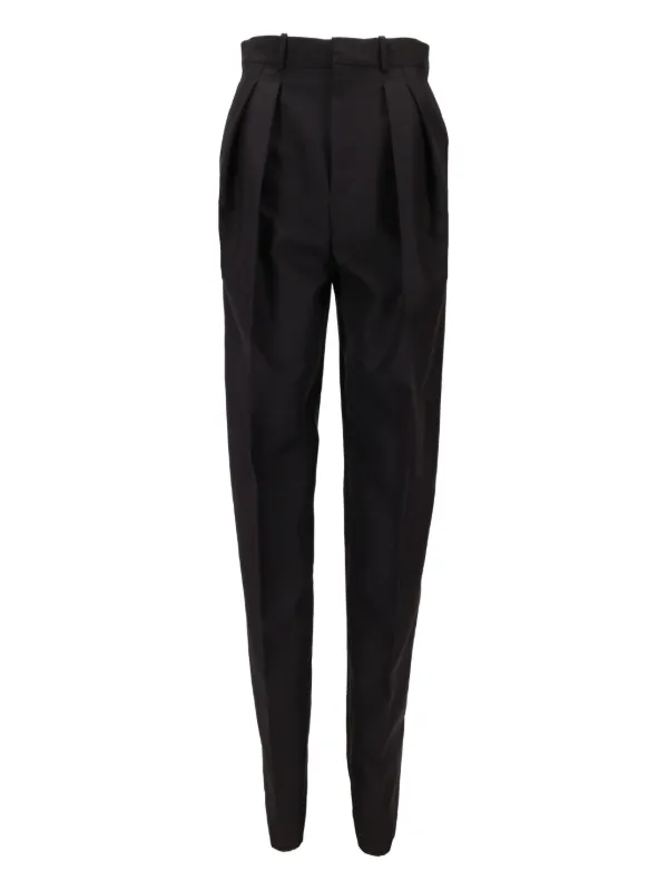 Saint Laurent Pleated-front Straight Trousers in Black