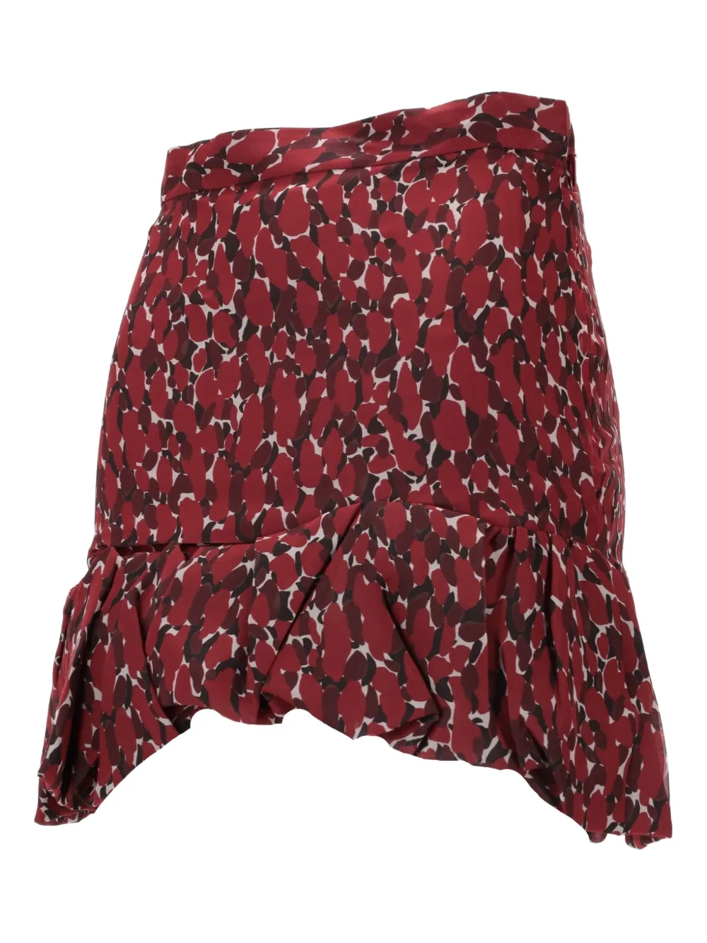 Saint Laurent ruffled abstract-print mini skirt - Rood