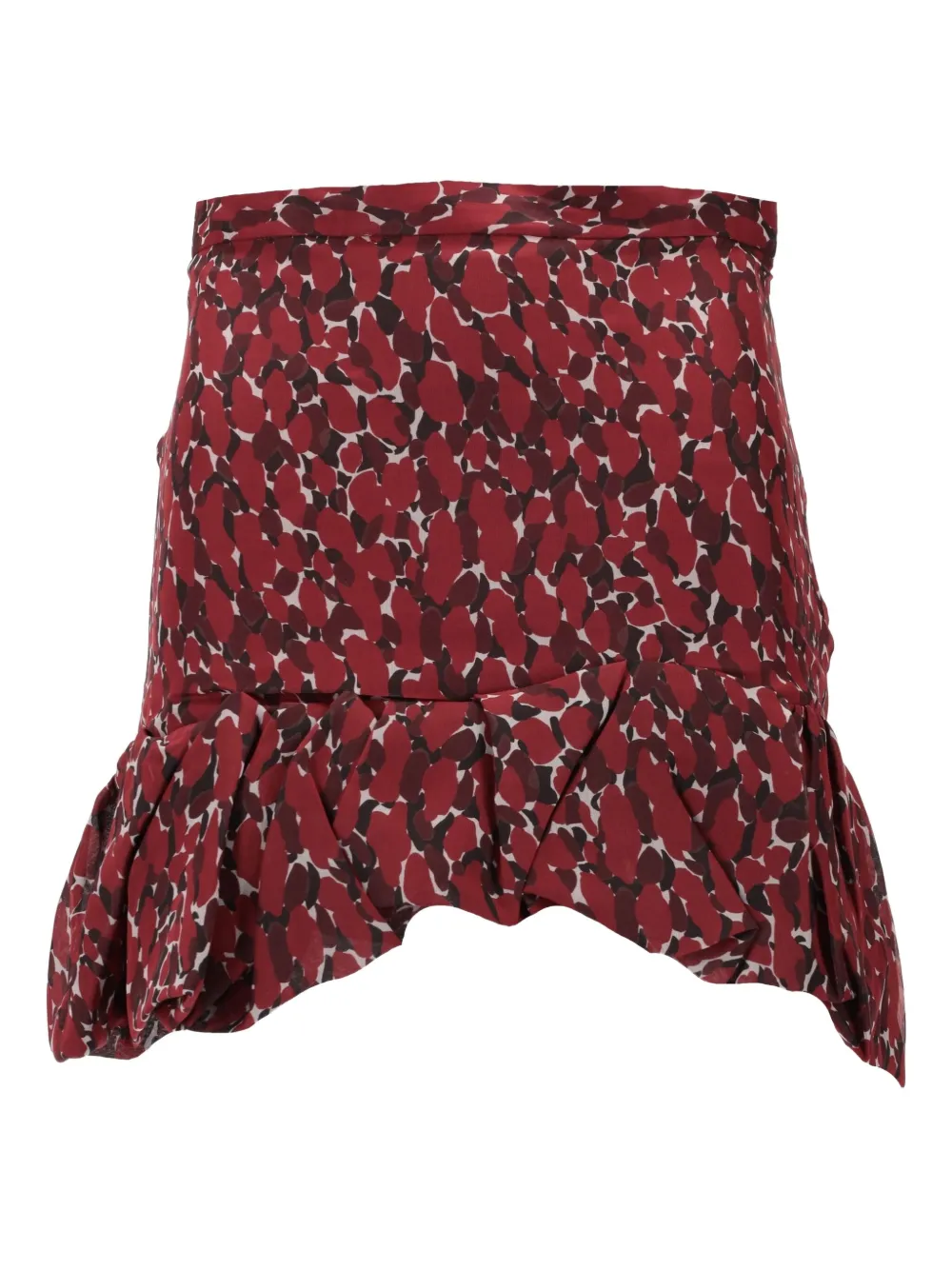 Saint Laurent ruffled abstract-print mini skirt | Red | Image 1