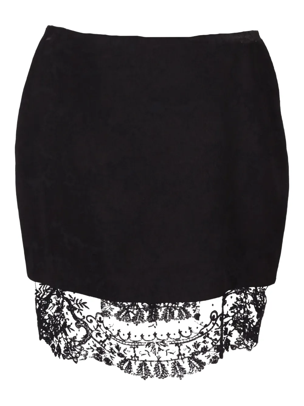 Saint Laurent Lace-trim Mini Skirt In Black