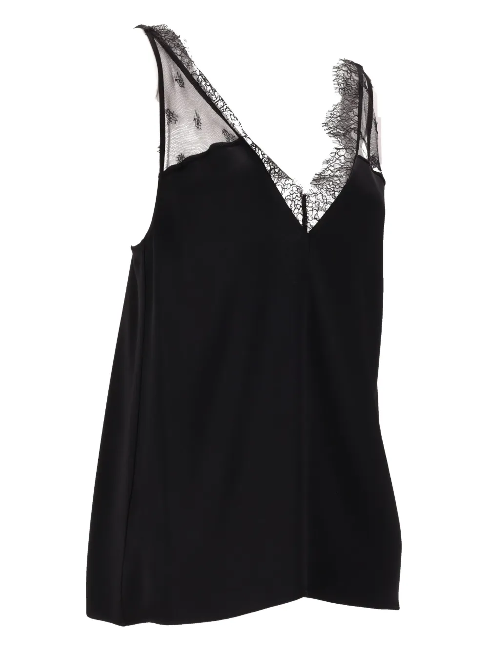 Stella Mccartney Reversible Satin Lace Trim Camisole In Black