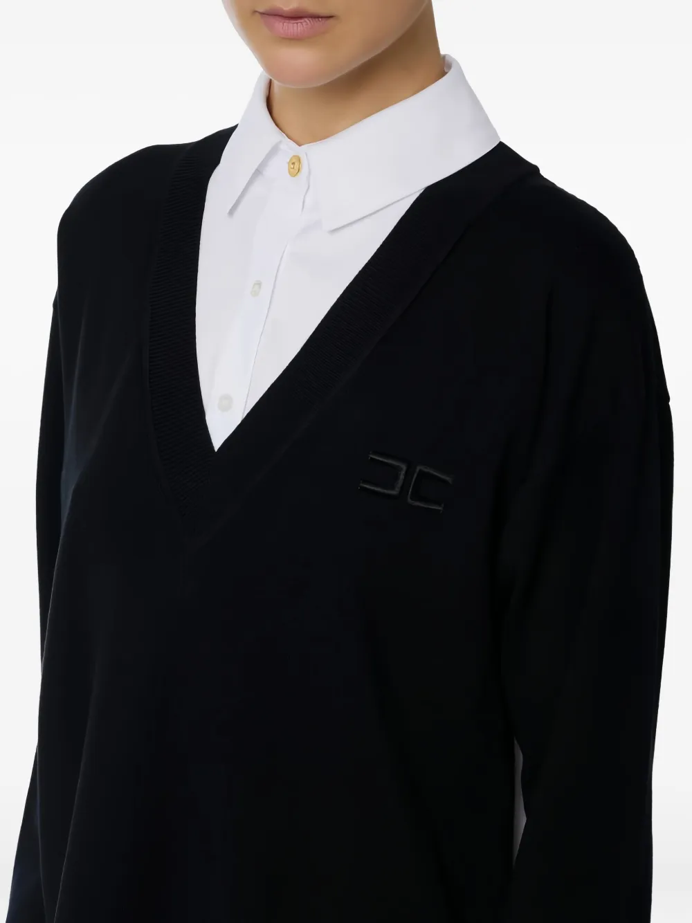 Elisabetta Franchi Gelaagde sweaterjurk Zwart