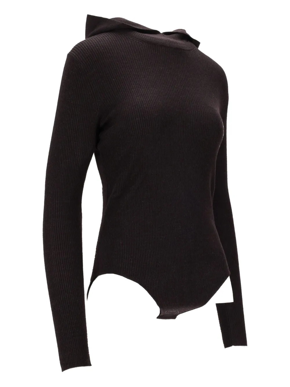 P.a.r.o.s.h Hooded Ribbed Body In Brown