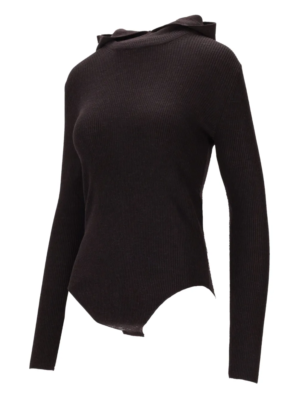 P.a.r.o.s.h Hooded Ribbed Body In Brown