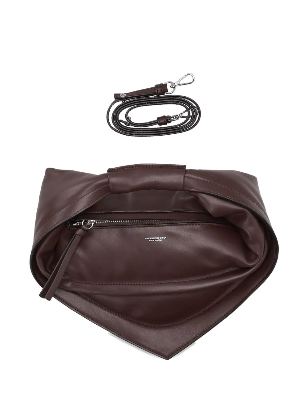Federico Cina Knotted Tortellino Shoulder Bag In Brown