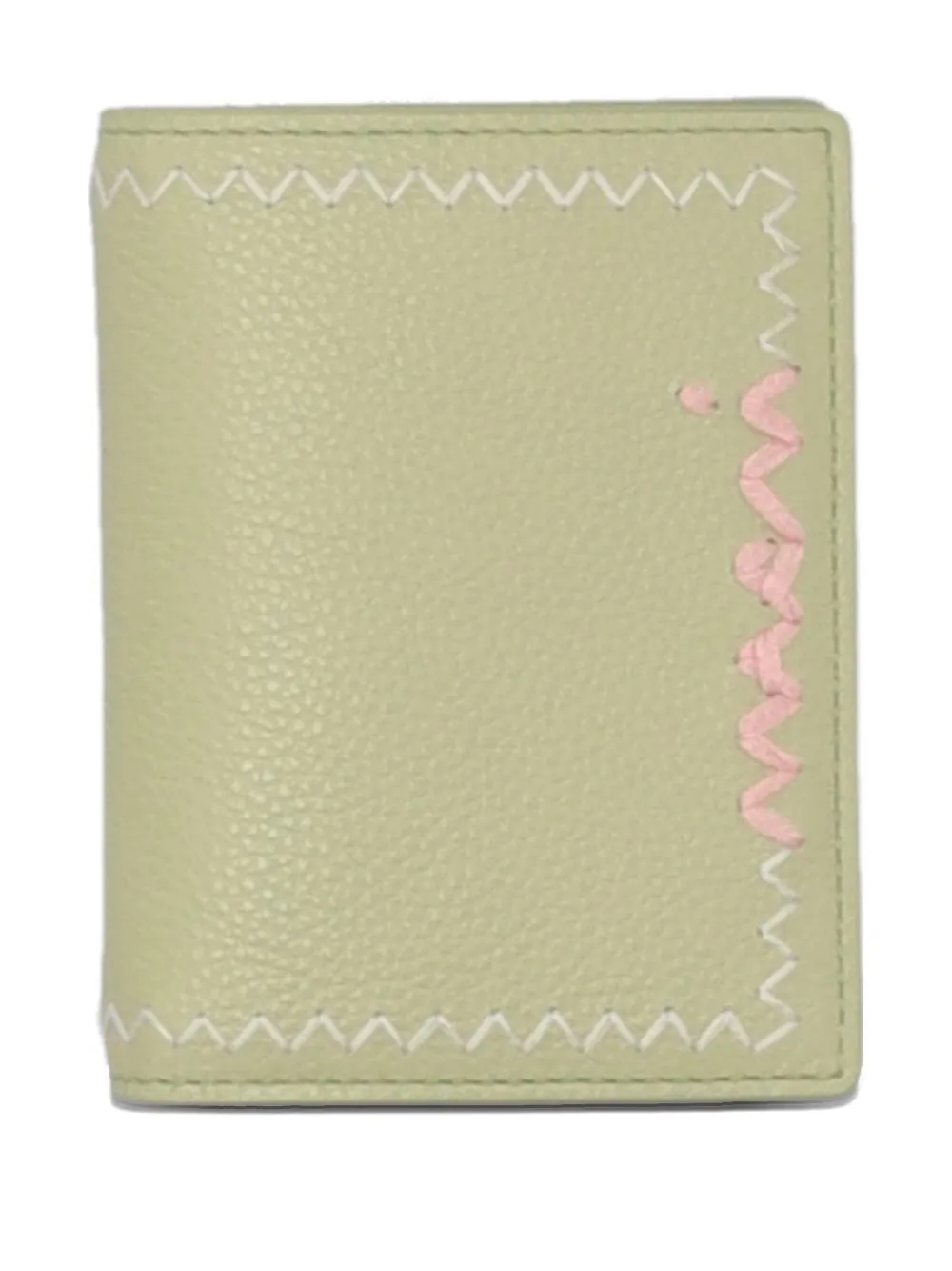 Marni Embroidered Leather Bifold Wallet In Green