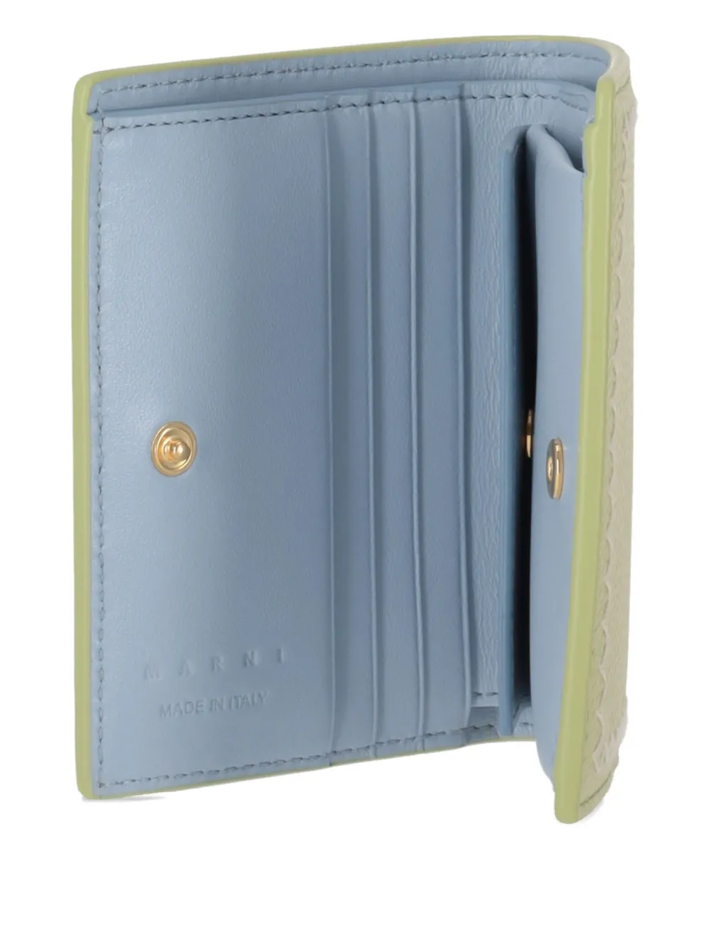Marni Embroidered Leather Bifold Wallet In Green