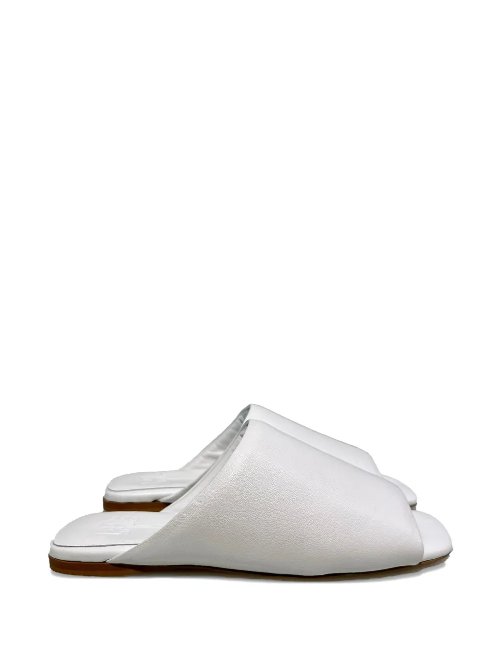 La Rose Sabot Leather Sandals In White
