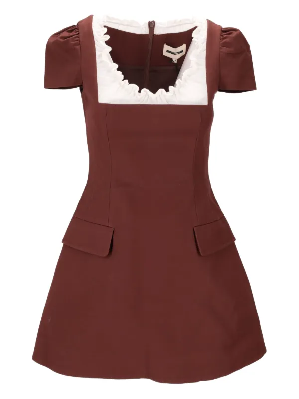 scalloped short sleeve dress SHUSHU/TONG Scalloped Short Sleeve Dress | Brown