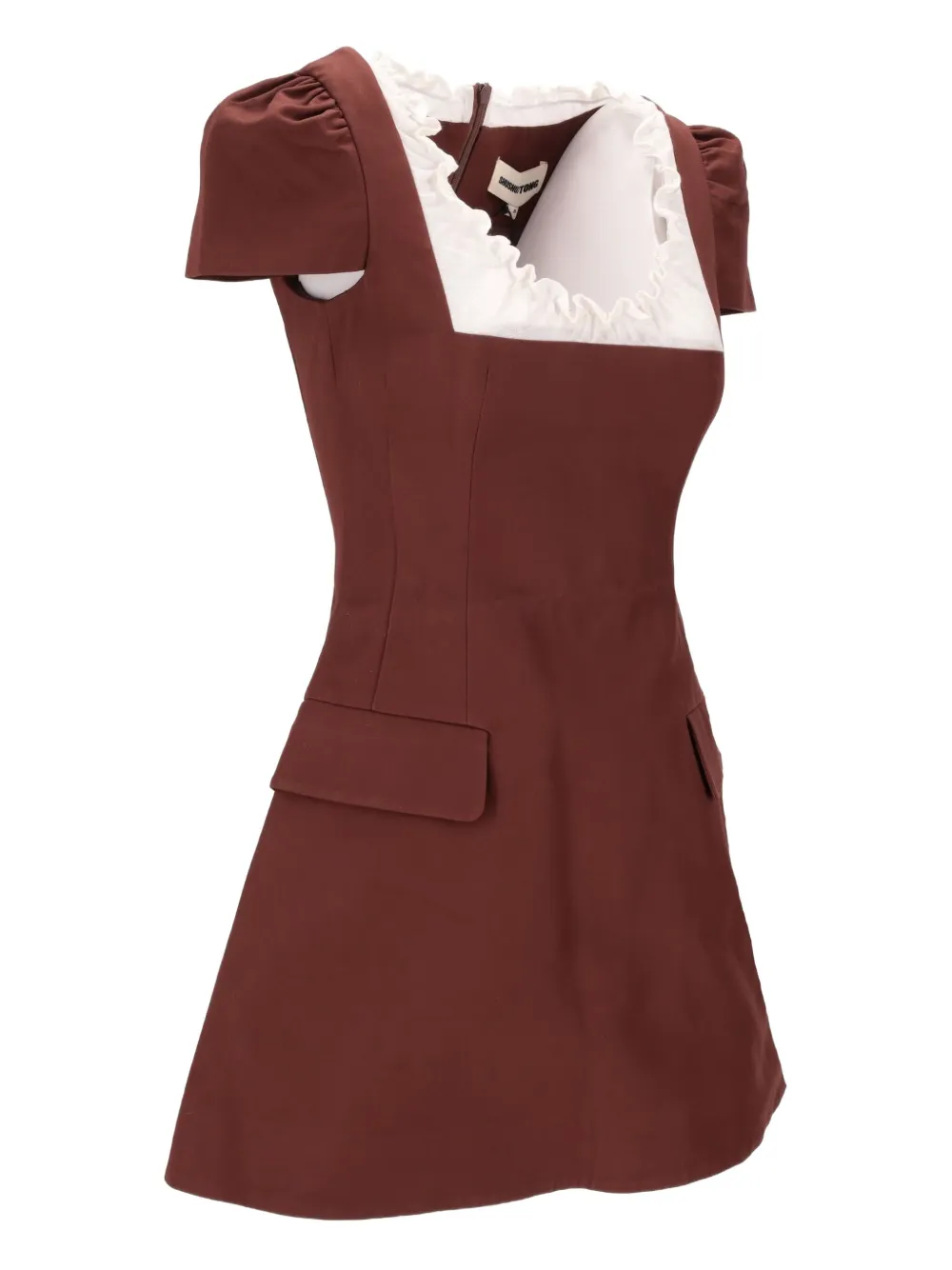 SHUSHU TONG Gewelfde jurk met korte mouwen Bruin