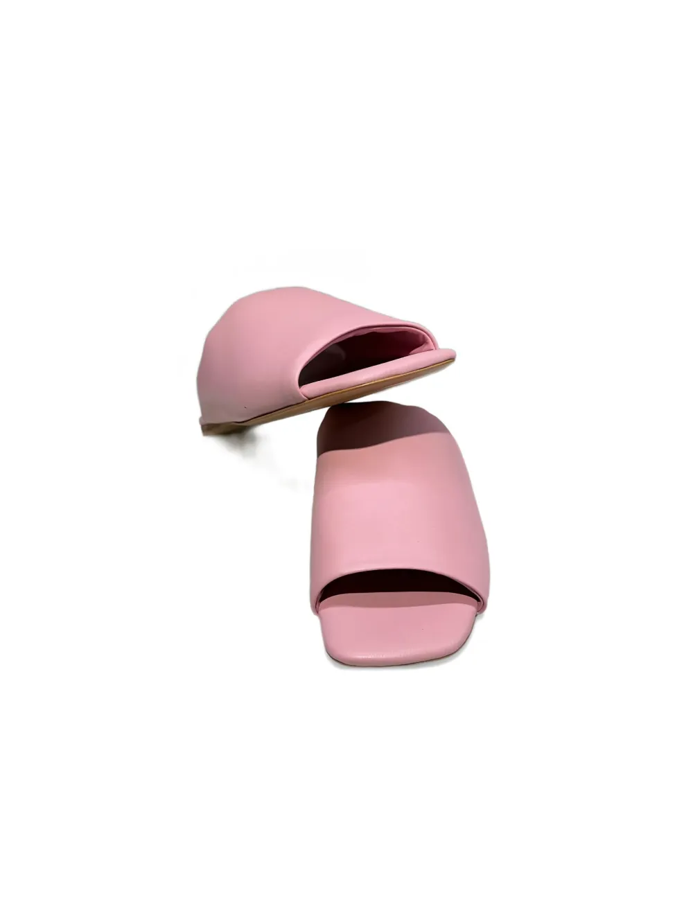 La Rose Nappa Leather Slides In Pink