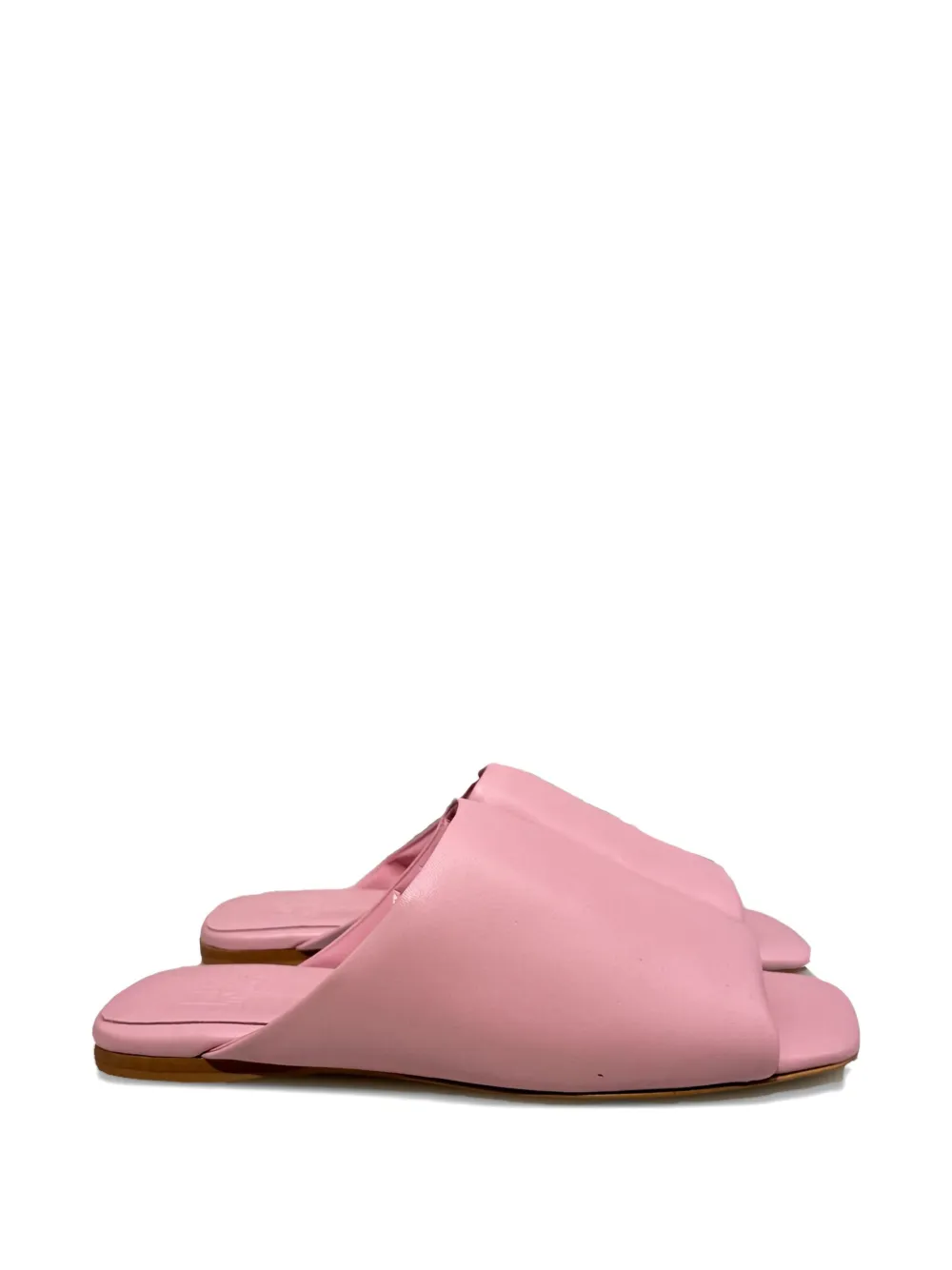 La Rose Nappa Leather Slides In Pink
