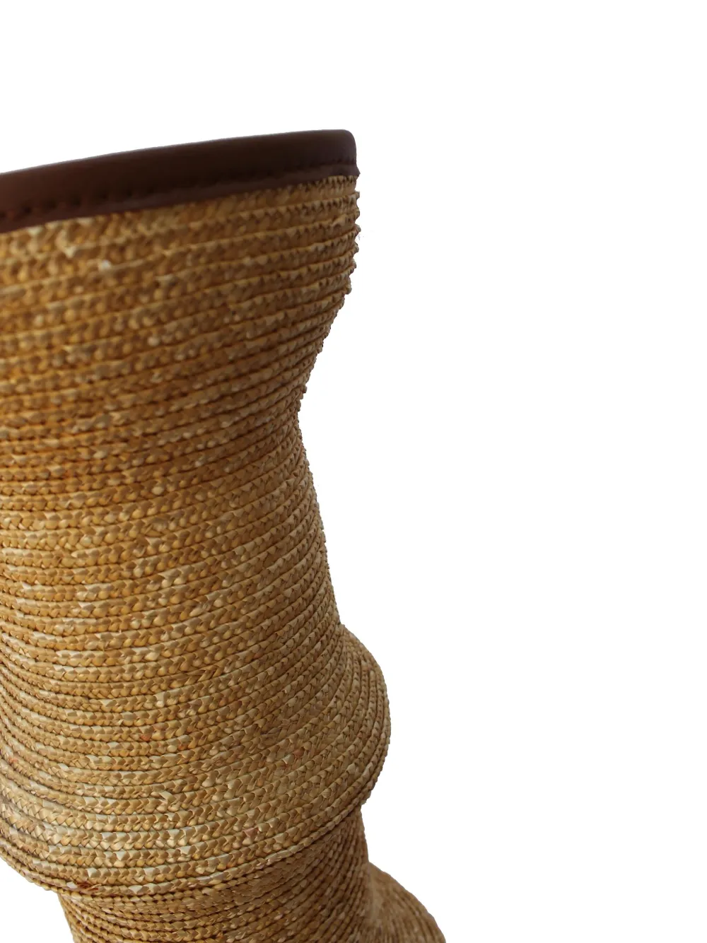 La-Rose Raffia leren vaas - Beige